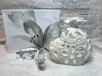 Regali e Bomboniere - Prodotti - Profumatori - CUORE DIFFUSORE LED bomboniera bianca TRAFORATA 15x18CM CON BOX CLARALUNA 