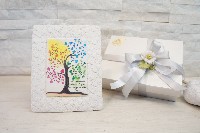 Regali e Bomboniere - Prodotti - MEMORY - QUADRETTO ALBERO DELLA VITA CON CUORICINI COLORATI 14X18CM POLVERE DI MARMO