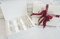 Regali e Bomboniere - Prodotti - Dolci Ricordi  - SET 6 BICCHIERI DA LIQUORE VETRO SPOSINI  7X4.5CM CON BOX