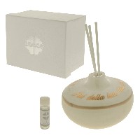 Regali e Bomboniere - Prodotti - Quadrifoglio  SOLIDALE - PROFUMATORE FRASE PICCOLO AVORIO D.10 H.12 CON BOX E KIT ESSENZA