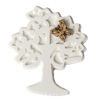 Regali e Bomboniere - Prodotti - Gessetti - ALBERO GESSO CON FARFALLINA LEGNO 5CM 