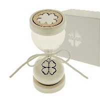 Regali e Bomboniere - Prodotti - Quadrifoglio  SOLIDALE - CLESSIDRA PICCOLA QUADRIFOGLIO H.11 CM CON BOX