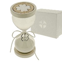 Regali e Bomboniere - Prodotti - Quadrifoglio  SOLIDALE - CLESSIDRA GRANDE QUADRIFOGLIO H.17 CM CON BOX