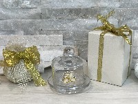 Regali e Bomboniere - Prodotti - Cristallo e Vetro - SCATOLA COPERCHIO 50ANNIVERSARIO  ARGENTO 10,5X10,5X7,5CM