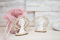 Regali e Bomboniere - Prodotti - Coppie Sposi Fidanzati  - ALBERO CON APPLIC. SPOSI  H7CM LEGNO E GESSO