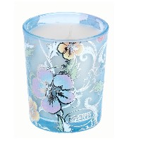 Regali e Bomboniere - Prodotti - Candele da regalo - BICCHIERE CON CERA PROFUMATA 700gr - Fiori azzurro Cannella