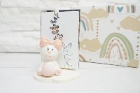 Regali e Bomboniere - Prodotti - Claraluna - ORSETTO ROSA CON SUPPORTO H. 11,5CM CON BOX