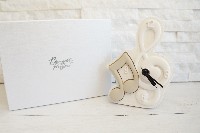 Regali e Bomboniere - Prodotti - MEMORY - OROLOGIO NOTE NOCCIOLA POLVERE DI MARMO CON BOX 