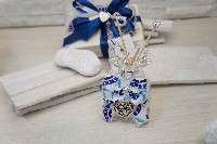 Regali e Bomboniere - Prodotti - Mappamondo - PROFUMATORE QUADRATO 12CM CON APPL.VIE BLU CUORE METALLO