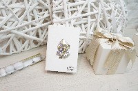 Regali e Bomboniere - Prodotti - Vangeli e Rosari - MITRIA CRESIMA ARGENTO CON VANGELO ECOPELLE PICCOLO 7X10CM CON BOX