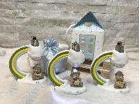 Regali e Bomboniere - Prodotti - Battesimo E Nascita - Baby ORSUS CELESTE resina con led su stand cm. 17  soggetti assortiti 