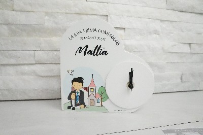 Regali e Bomboniere - Prodotti - Claraluna - OROLOGIO CUORE COMUNIONE MASCHIO 