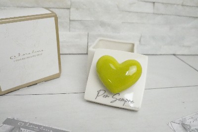 Regali e Bomboniere - Prodotti - Claraluna - SCATOLA QUADRATA PICCOLA CUORE VERDE 