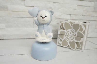 Regali e Bomboniere - Prodotti - Claraluna - CARILLON ORSETTO MEDIO AZZURRO 