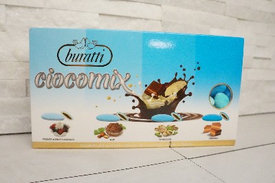 Regali e Bomboniere - Prodotti - CONFETTI BURATTI - 1KG - CONFETTI CIOCOMIX DOPPIO CIOCCOLATO AROMATIZZATI - SFUMATI AZZURRI