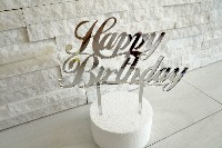 Regali e Bomboniere - Prodotti - CAKE TOPPER - CAKE TOPPER PLEX ARGENTO - HAPPY BIRTHDAY