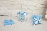 Regali e Bomboniere - Prodotti - BARATTOLI PLASTICA - CUBO BOX LEGO 5X5X5CM CIELO