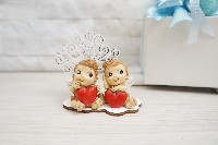 Regali e Bomboniere - Prodotti - Bomboniere Gemelli - GEMELLI ANGELI CUORE ALBERO RESINA 7,5CM CON BOX 