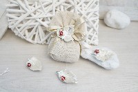 Regali e Bomboniere - Prodotti - Bomboniere Laurea - FOGLIA ARGENTO MAGNETE COCCINELLA STRASS MADREPERLA 5X3.5X2 CM