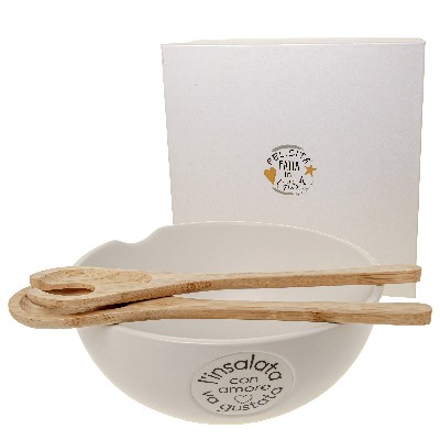 Regali e Bomboniere - Prodotti - Matrimonio - FRIENDS INSALATIERA D25CM/H11CM - 2 CUCCHIAI INCLUSI - C/BOX