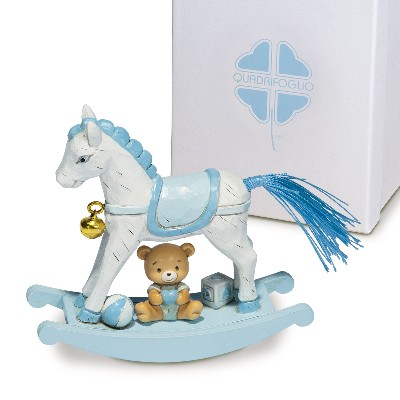 Regali e Bomboniere - Prodotti - Quadrifoglio  SOLIDALE - CAVALLO CIELO - 8X7 CM - CON BOX