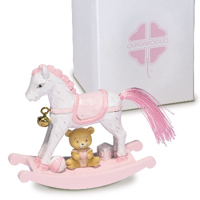 Regali e Bomboniere - Prodotti - Quadrifoglio  SOLIDALE - CAVALLO ROSA - 8X7 CM - CON BOX 