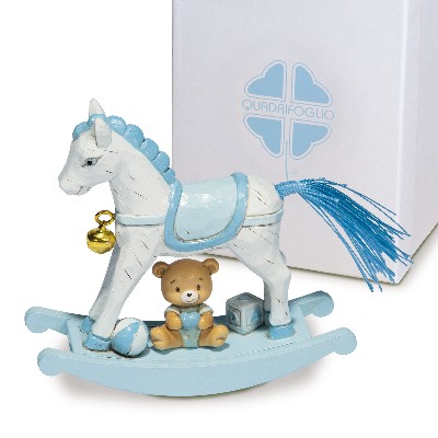 Regali e Bomboniere - Prodotti - Quadrifoglio  SOLIDALE - CAVALLO CIELO -11X10 CM - CON BOX 