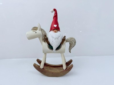 Regali e Bomboniere - Prodotti - Natale  - BABBO NATALE CON CAVALLO A DONDOLO 
