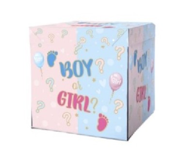 Regali e Bomboniere - Prodotti - TUTTO PARTY E FESTA - BOX SURPRISE NASCITA REVEAL GENDER - 50X50X65 M/F 